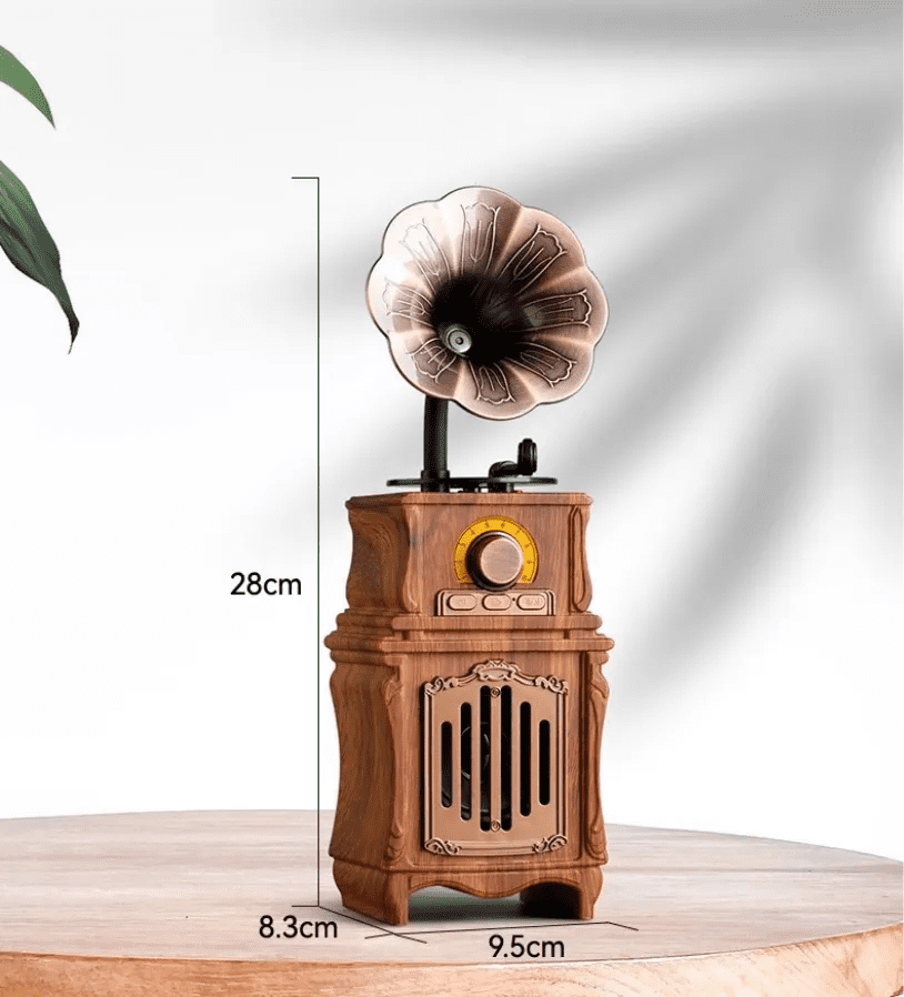 mini radio rétro vintage phonographe en bois