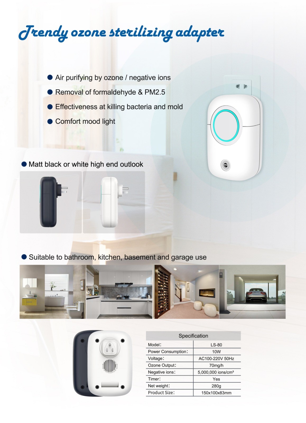 Purificateur d'air portable générateur d'ozone