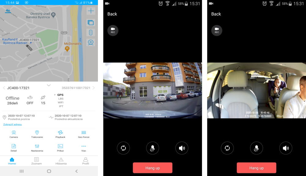 caméra de voiture app profio x5 avec GPS et transmission en direct