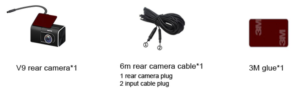 Contenu de l'emballage de la caméra arrière duovox v9