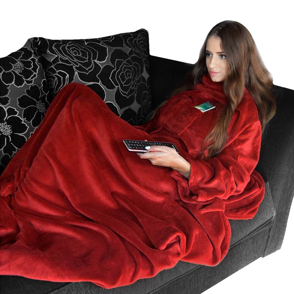 couverture polaire snuggie TV avec manches, surdimensionnée