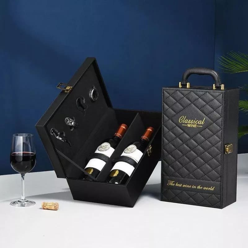 Coffret à vin en cuir de luxe comme coffret cadeau pour hommes