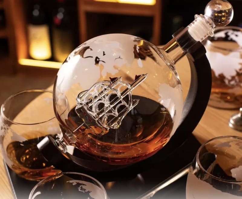 Coffret à whisky Globe - Globe en verre de luxe + verres + pierres à glace + pinces et accessoires