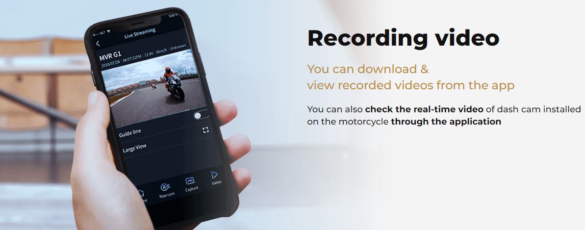 caméra de moto pour téléphone portable via application