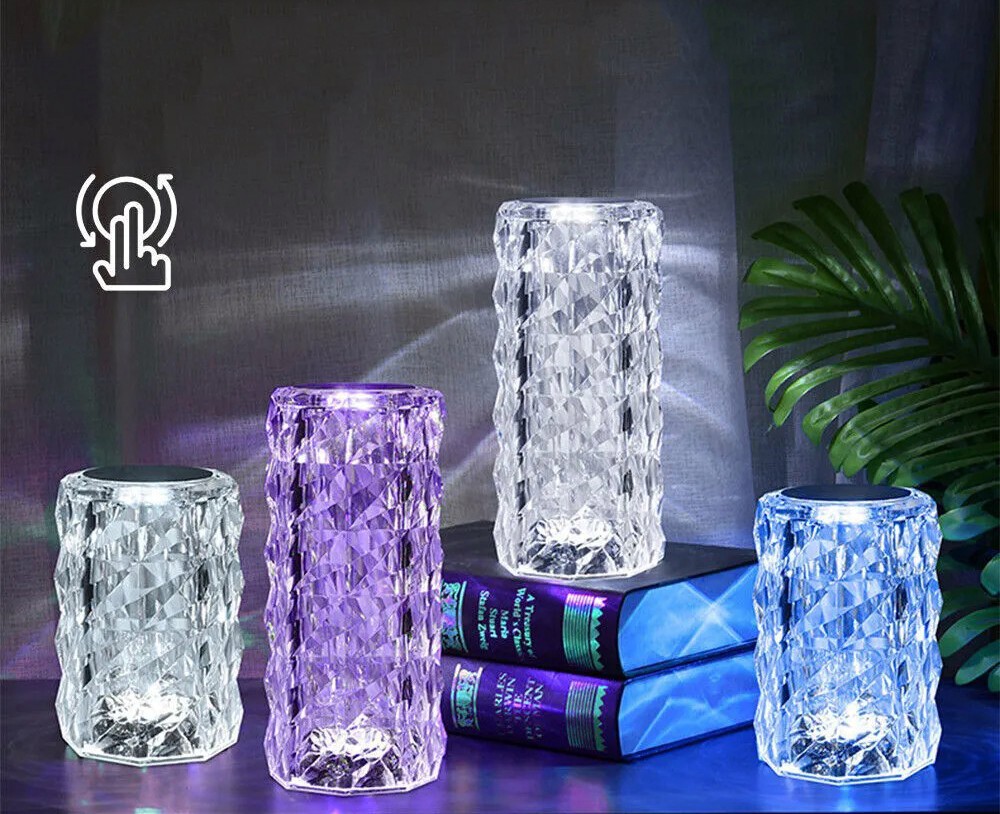 Lampe LED en cristal pour table LED colorée avec télécommande