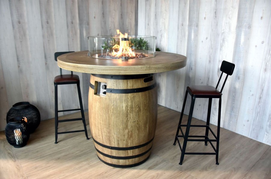 Baril de vin foyer gaz propane table - bar