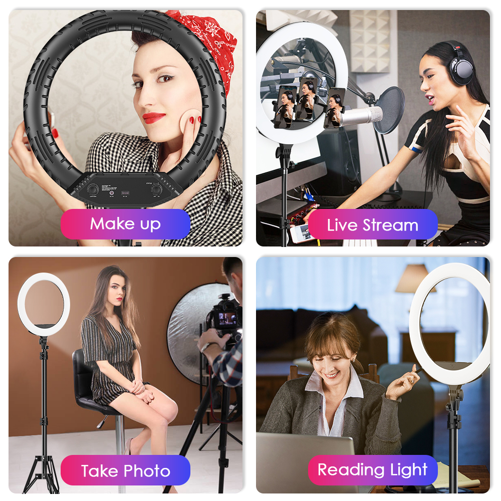 Lampe LED circulaire avec trépied pour téléphone portable - RING LIGHT