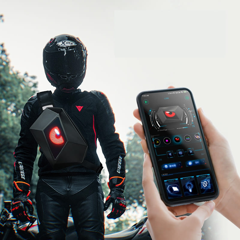 sac à dos avec écran pour moto avec poche LED lumineuse, un sac de corps