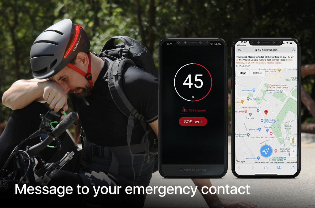 application de casque de vélo intelligent sos d'urgence