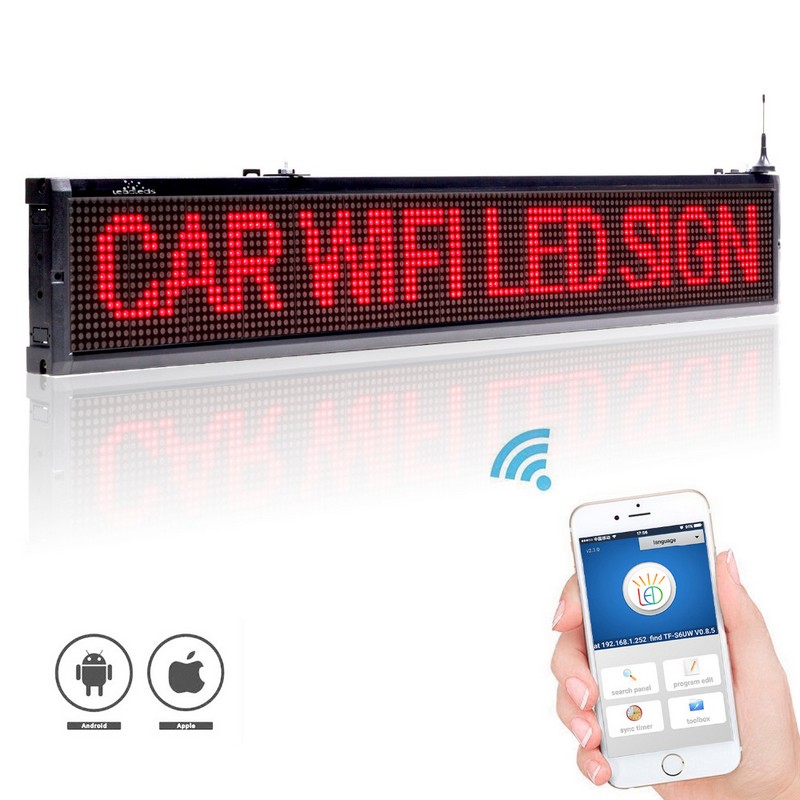 Affichage LED WiFi pour entreprises, rouge, 101cm