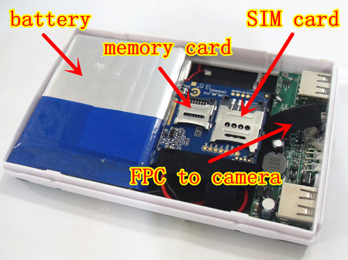 GSM banques d'alimentation avec un appareil photo sur une carte micro SIM