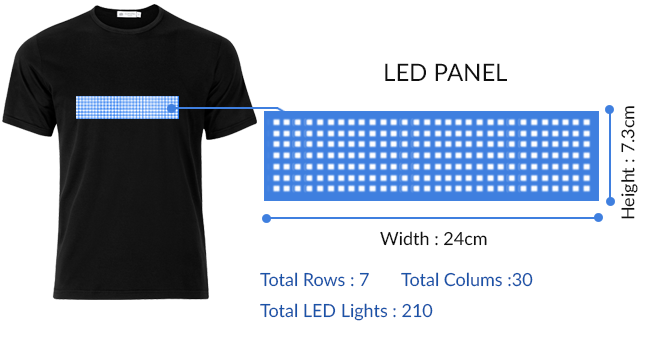 T-shirt mené avec le texte bluetooth programmable