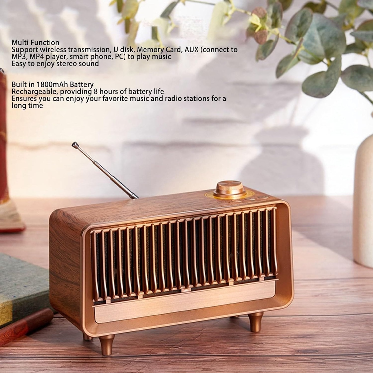 radio rétro en bois petit haut-parleur vintage