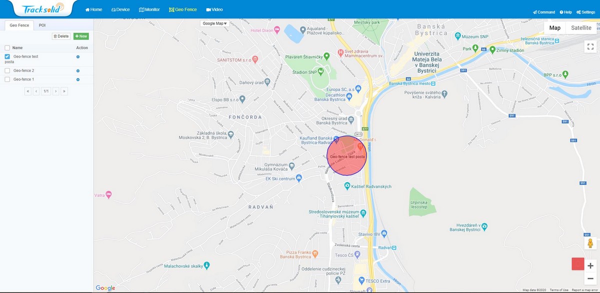 marquage d'itinéraire de geofence