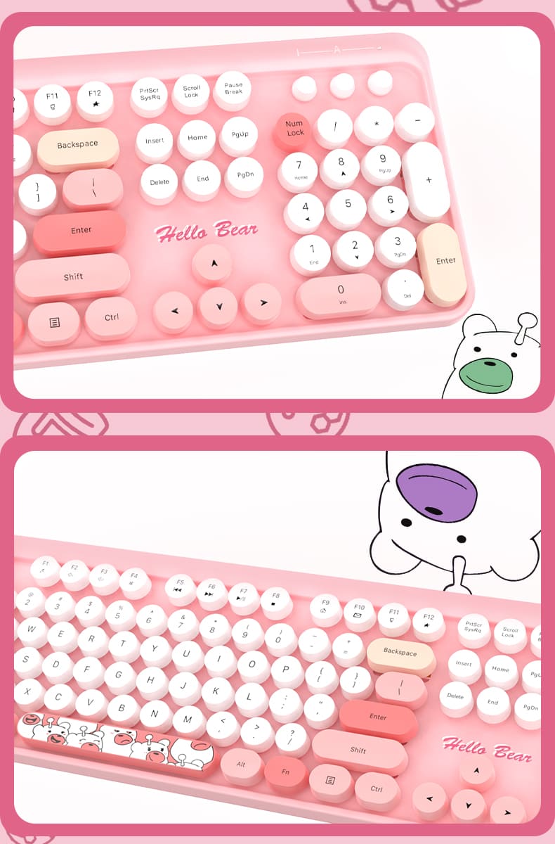 ensemble de conception de clavier rose hello kitty souris stylova