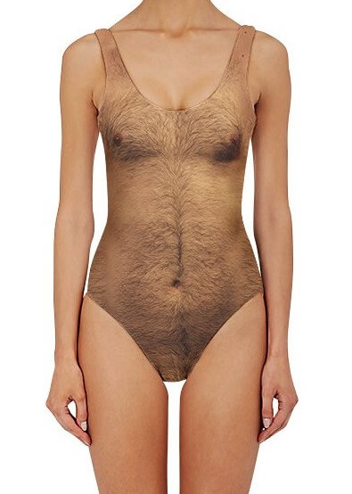 Maillot de bain femme avec corps masculin marron clair