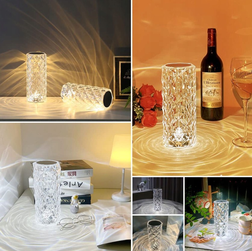 Lampe LED pour vase de table en cristal intérieur et extérieur