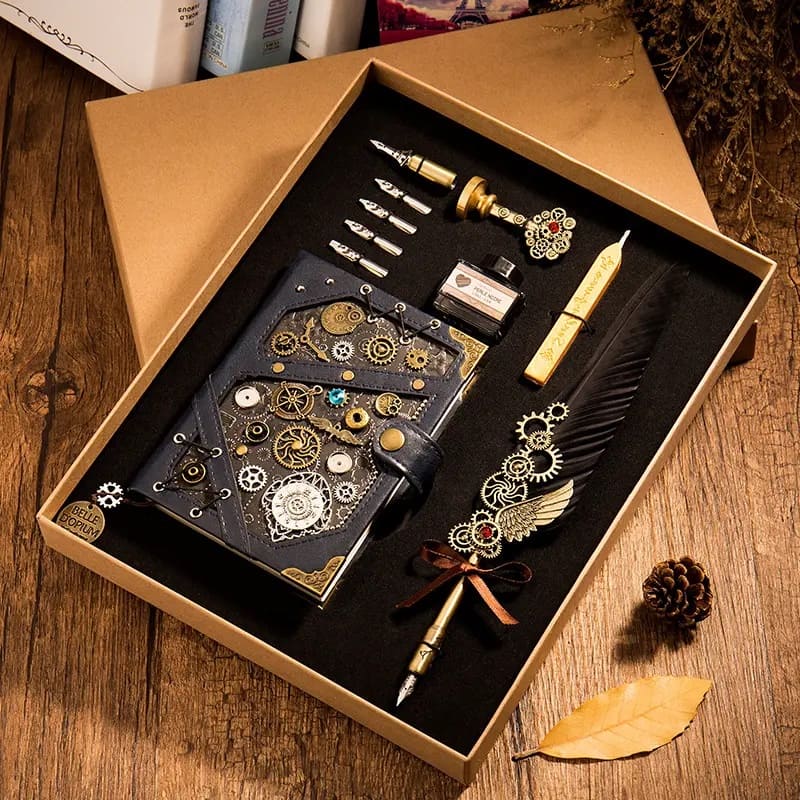 Carnet Steampunk + stylo plume - ensemble de stylos cadeau de luxe exclusif