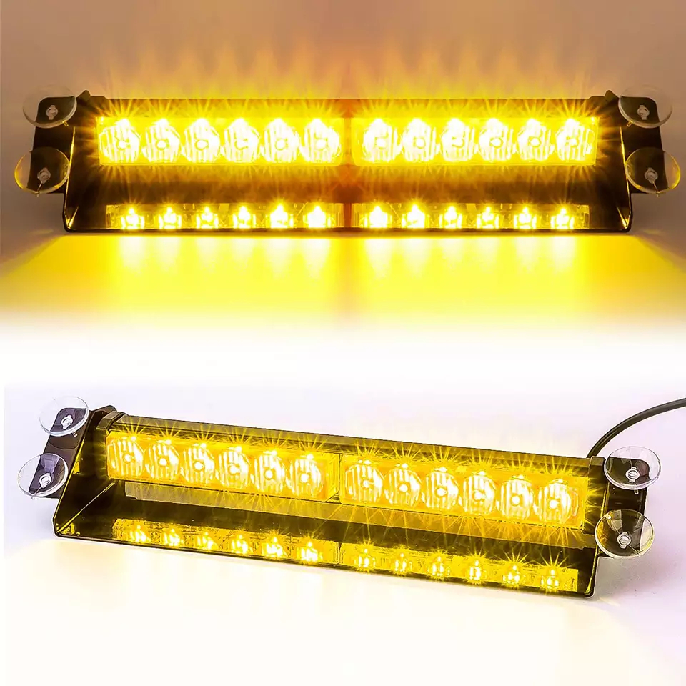 Feux d'avertissement à LED stroboscopiques pour la voiture 24 LED de couleur blanche jaune