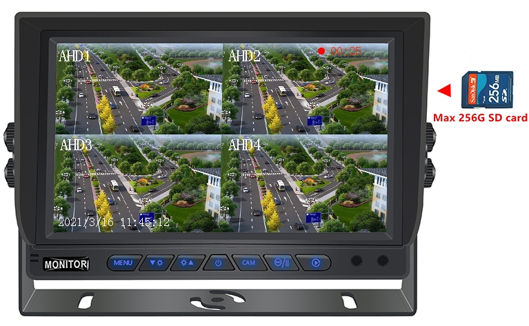 moniteur de voiture hybride ahd hybride 10 pouces avec prise en charge de la carte sd 256 Go