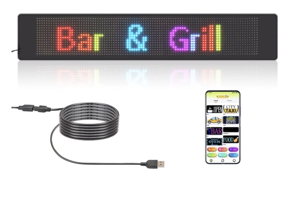 Panneau publicitaire LED RGB, défilement flexible pour voiture automobile