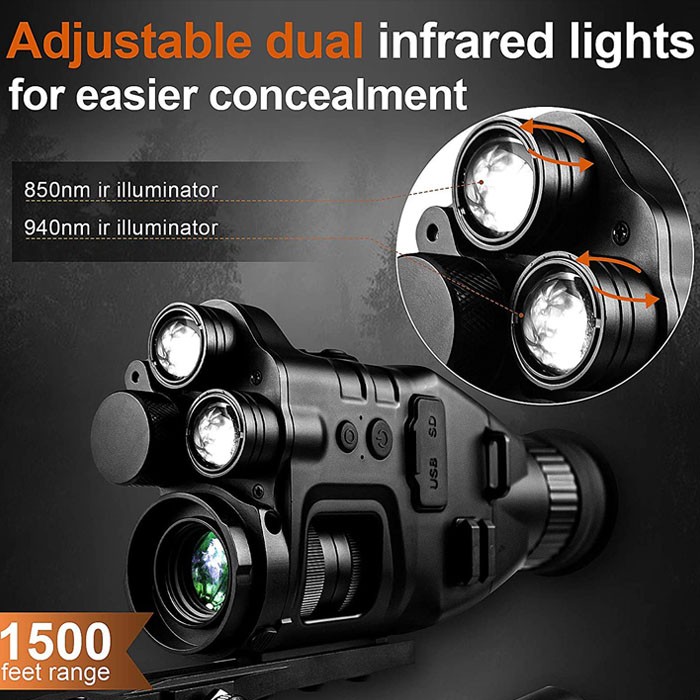 vision nocturne binoculaire 850nm et 940nm IR double lumières infrarouges