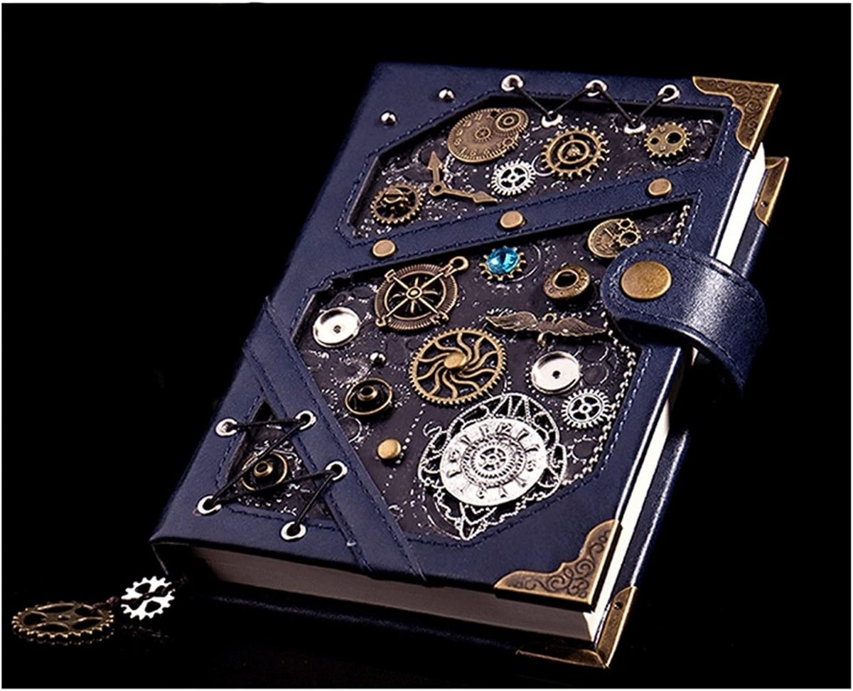 ensemble de bloc-notes steampunk - bloc-notes en cuir écologique de luxe