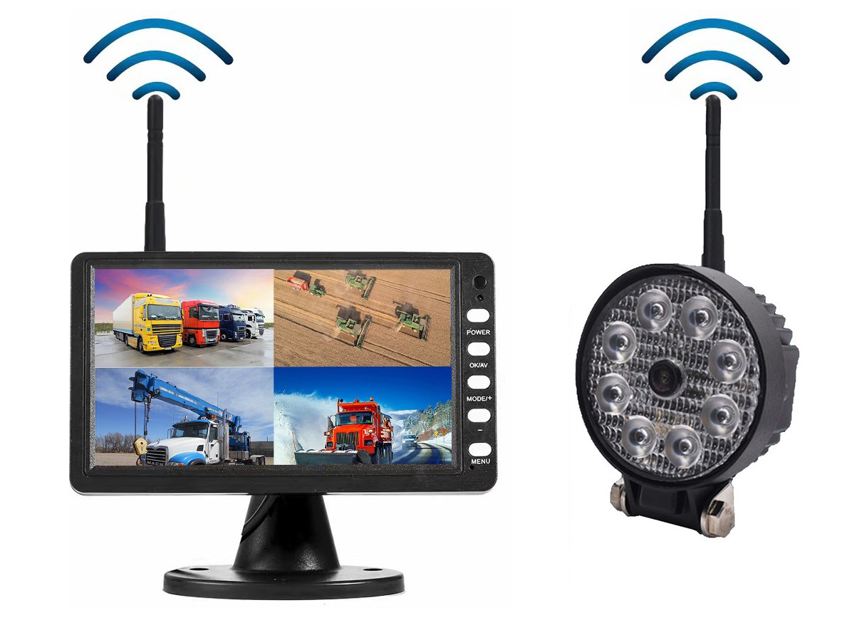 Work SET - Moniteur LED TFT WIFI 7" + Caméra de recul WiFI 120° 720P AHD avec 8 LED IP68