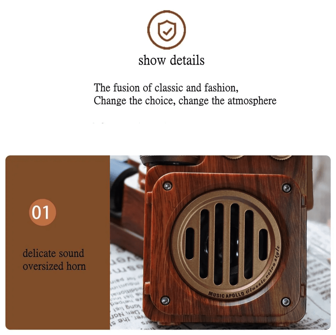 radio en bois design de récepteur rétro vintage