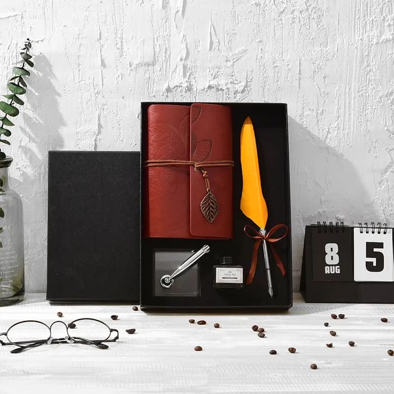 Coffret cadeau de luxe stylo calligraphie et bloc-notes