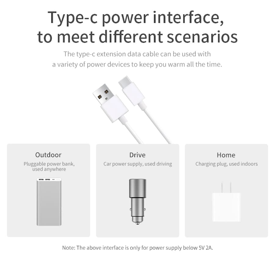 câble USB, batterie externe, adaptateur allume-cigare de voiture