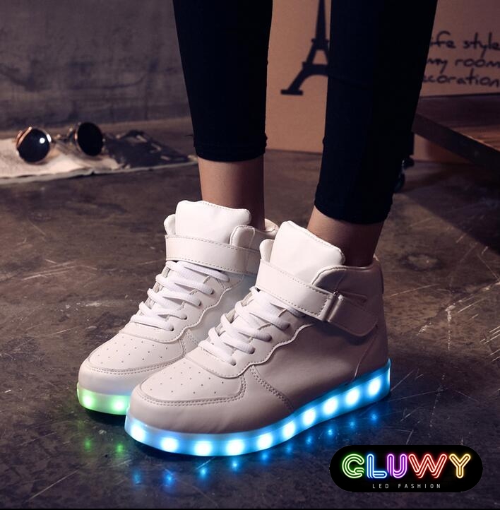 LED bottes brillant espadrilles blanches