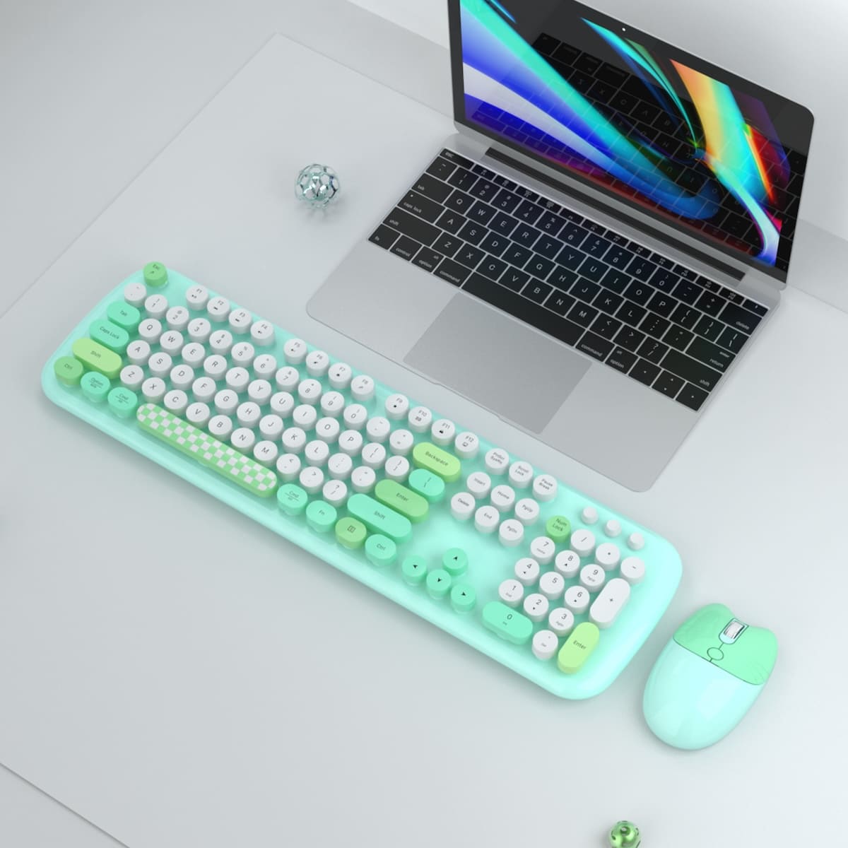 Ensemble clavier sans fil avec souris, couleur verte