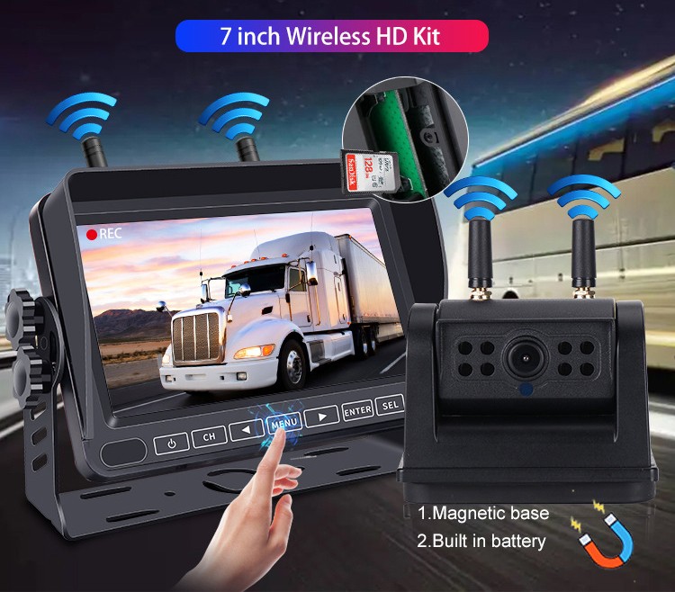 Kit de recul pour la voiture - caméra WIFI avec aimant et 8 LED IR + moniteur 7"