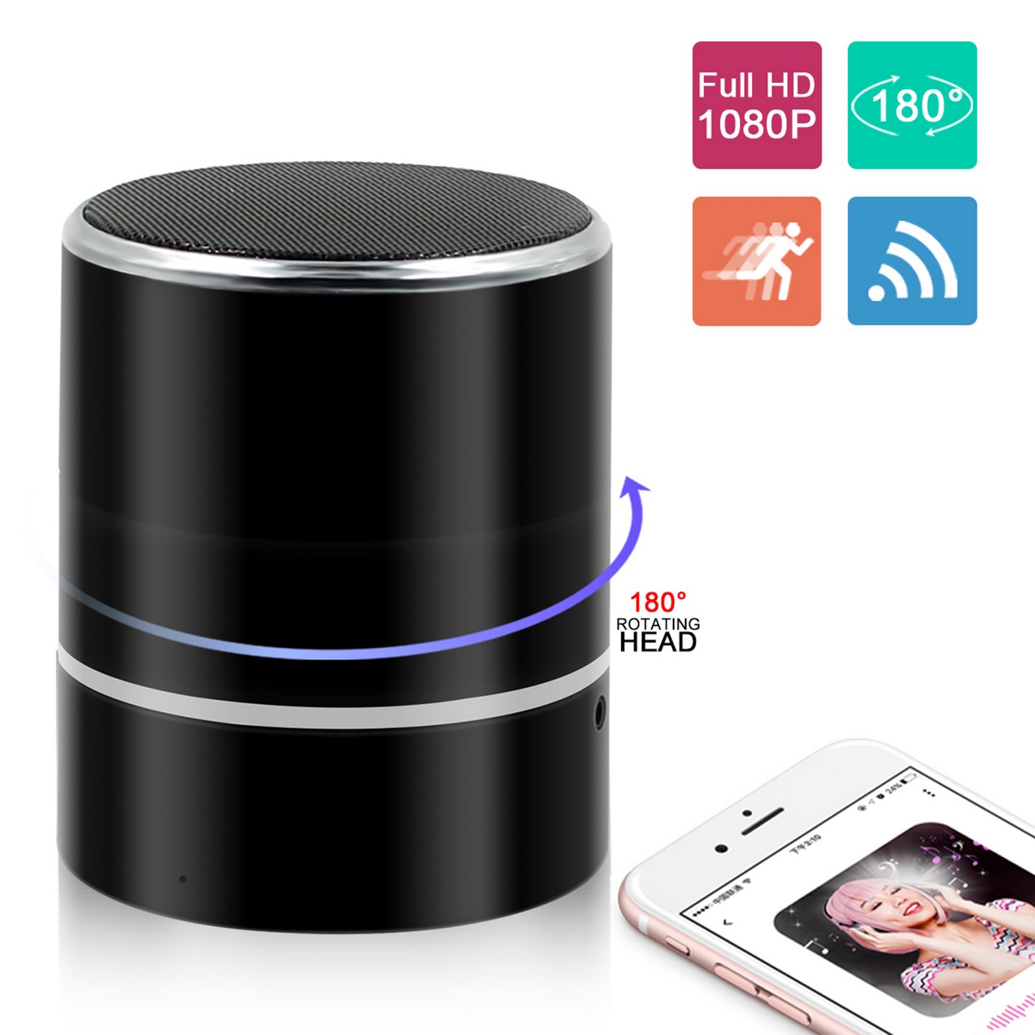 caméra dans le haut-parleur full hd wifi bluetooth