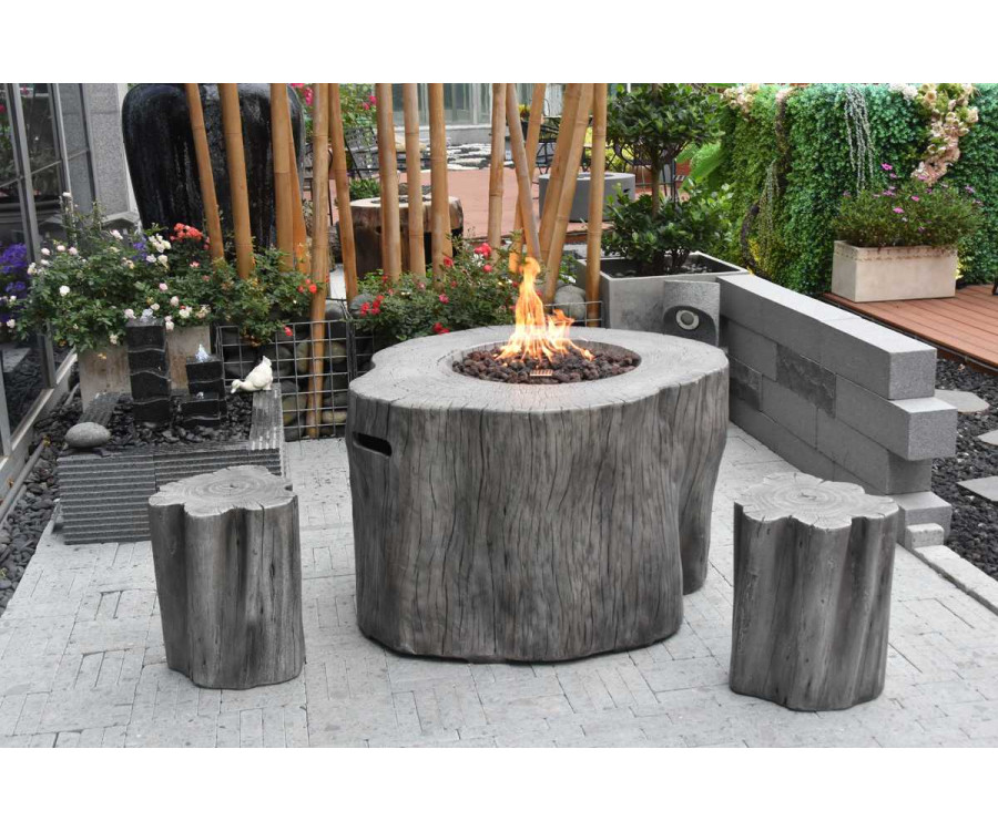 cheminée à gaz de souche en bois pour la terrasse et le jardin en imitation bois