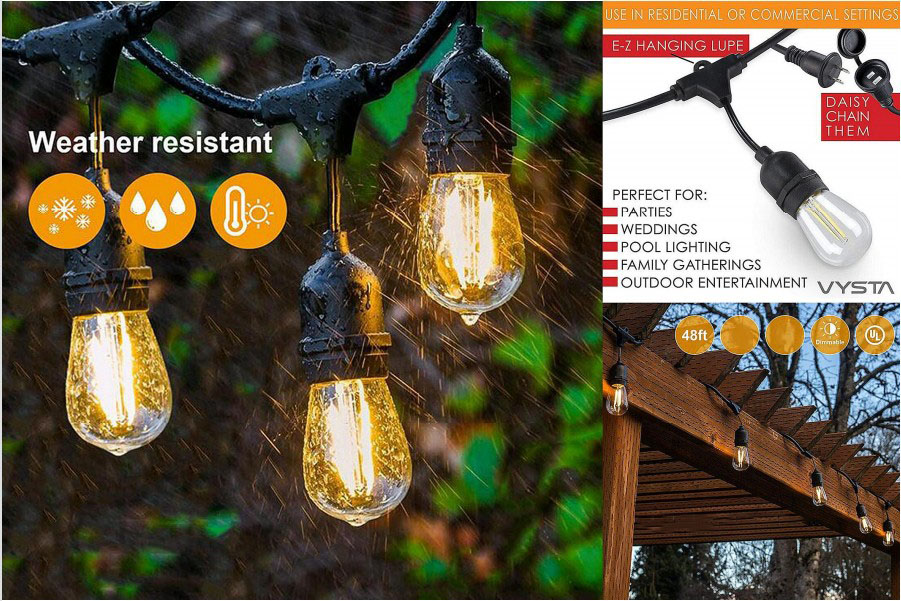 guirlande lumineuse led sur la terrasse