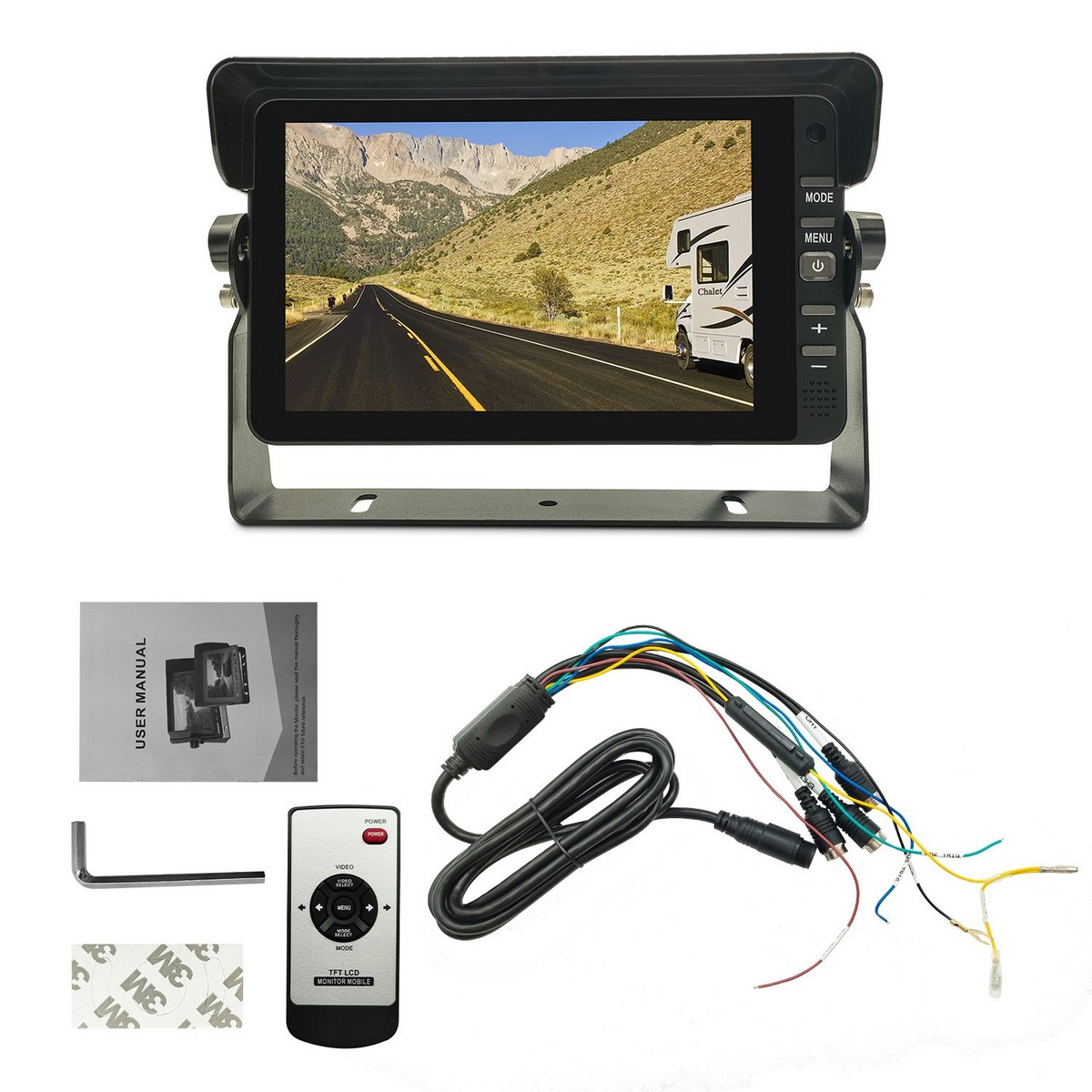 Moniteur de voiture 3 canaux résolution Full HD 7 pouces