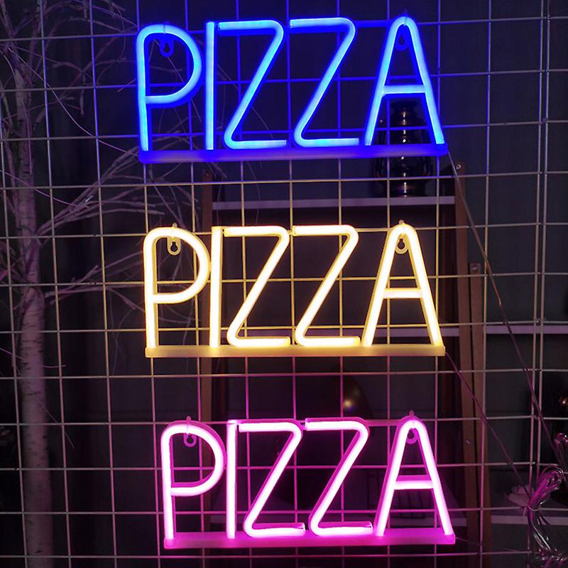 Logo lumineux PIZZA sur les murs néon led