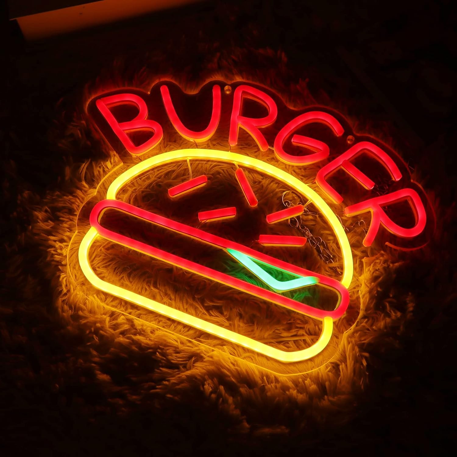 Enseigne au néon LED lumineuse et lumineuse pour publicité Burger